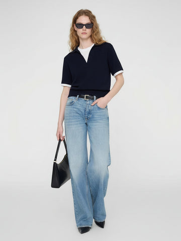Wool Blend Contrast Knit Top