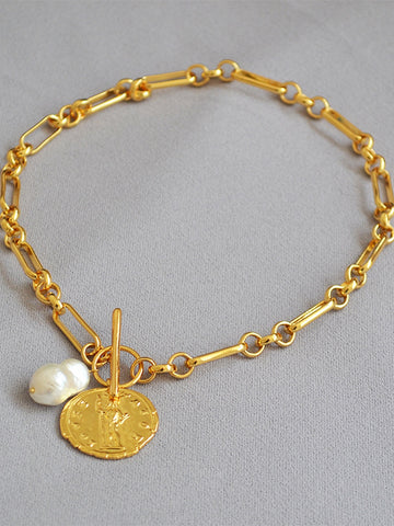 Minimalist Gold Paperclip Toggle Necklace
