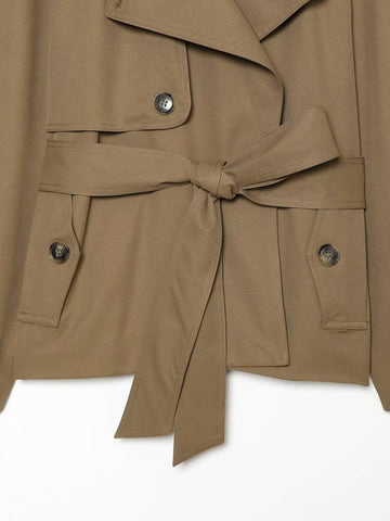 Contrast Collar Belted Trench Jacket