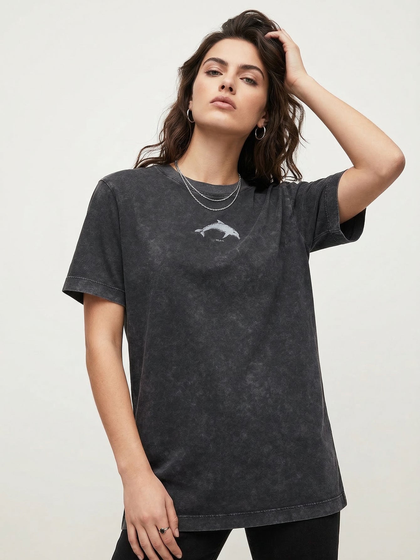 Dolphin Print Crewneck T-Shirt