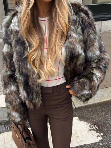 Cropped Fluffy Faux Fur Coat