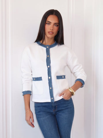 Contrast Trim Raw Edge Jacket