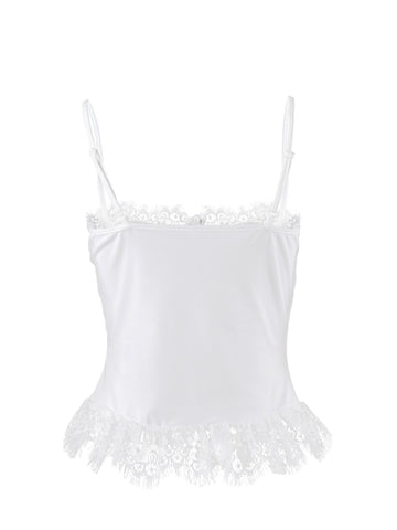 Lace Trim Button Front Corset Top