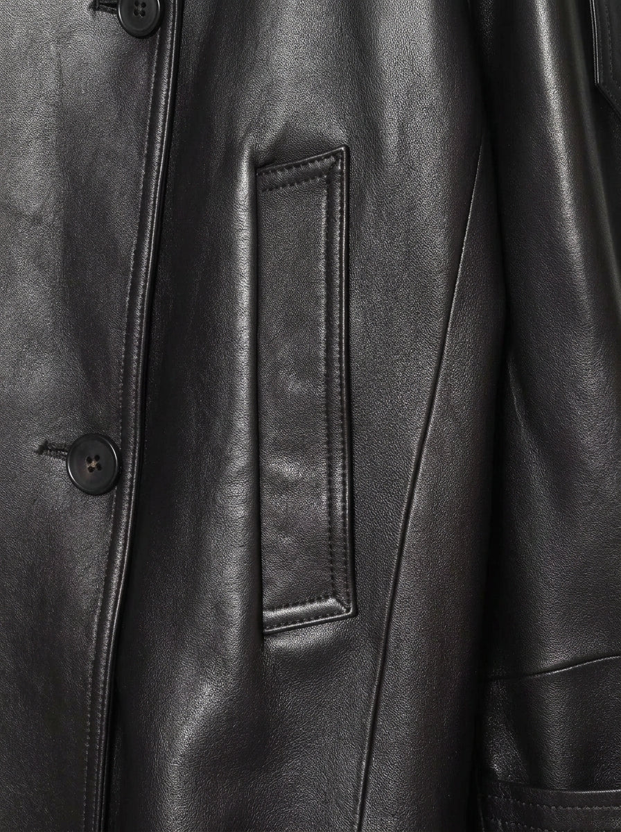 Oversized Double Breasted Leather Jacket