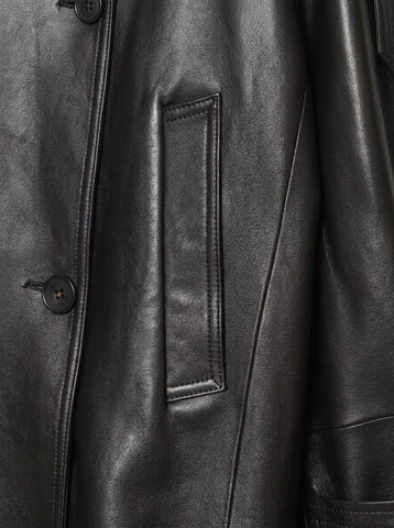 Oversized Double Breasted Leather Jacket