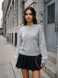 Embroidered Floral Crewneck Knit Sweater
