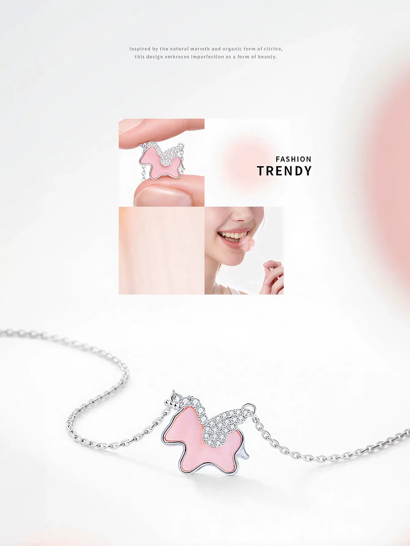 Cute Pink Unicorn Pendant Necklace