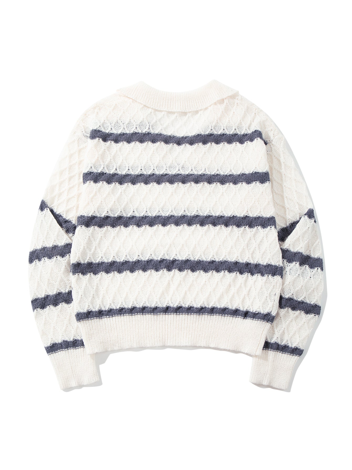 Striped Textured Collared Knit Pullover
