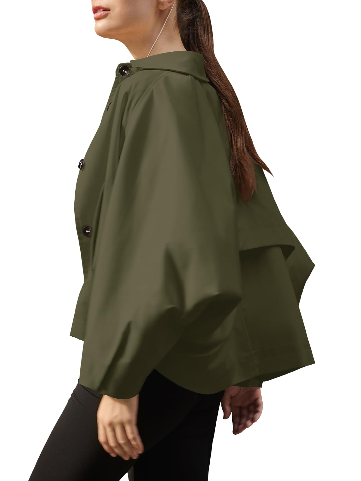 Oversized Batwing Sleeve Faux Leather Jacket