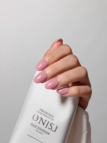 Glossy Pink Oval Press On Nails