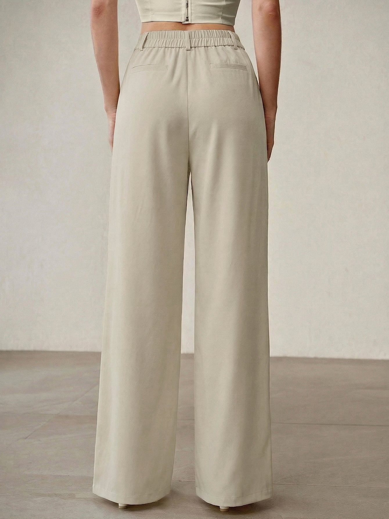 Lace Trim High Waisted Trousers