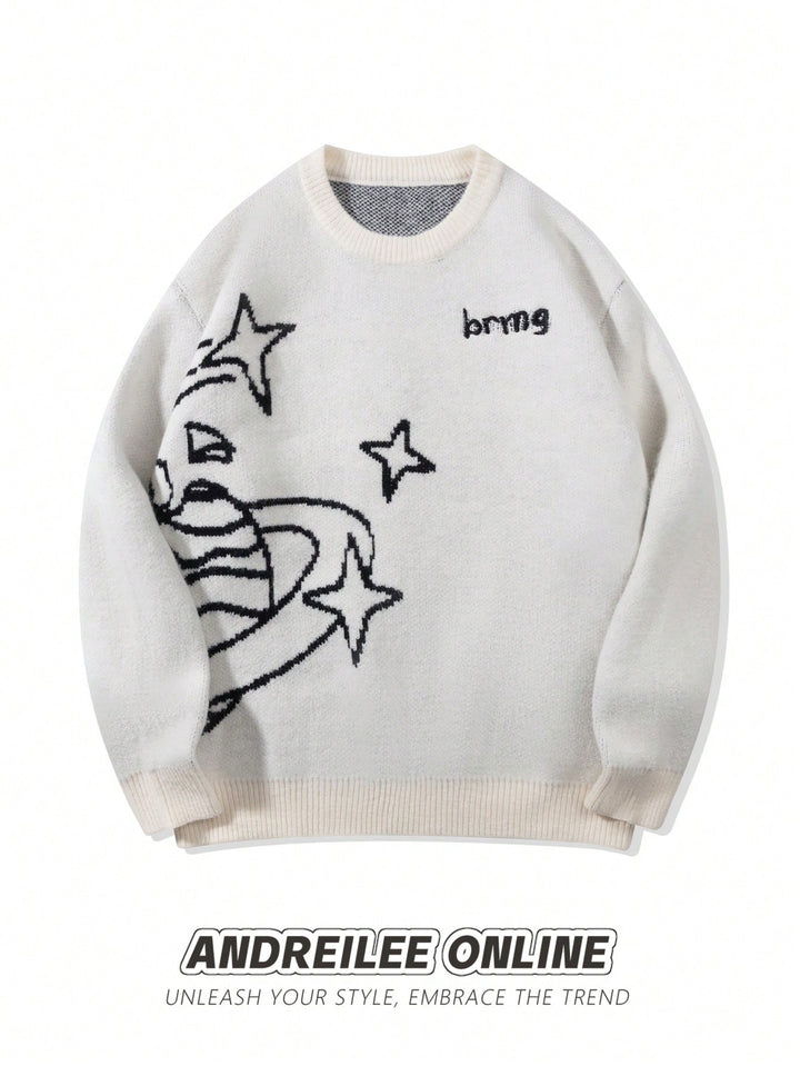 Oversized Graphic Planet Knit Sweater