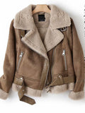 Cozy Faux Suede Sherpa Moto Jacket