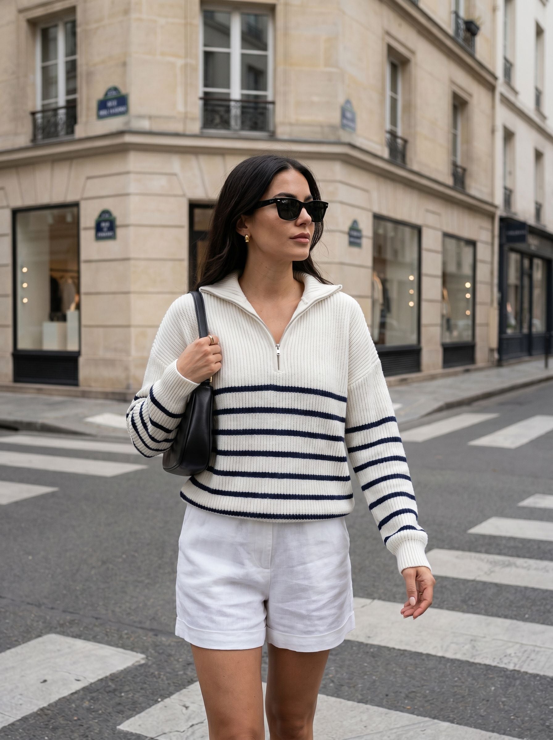 Striped Half Zip Pullover Sweater