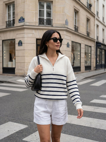 Striped Half Zip Pullover Sweater