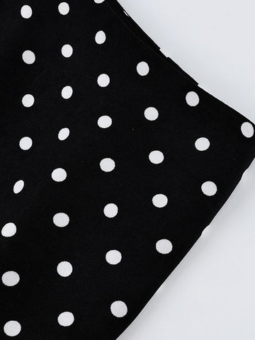 Polka Dot Lace Trim Mini Skirt