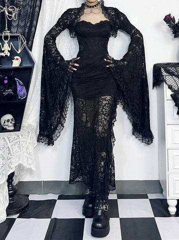Gothic Lace Bell Sleeve Bolero Jacket