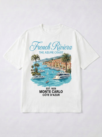 Oversized French Riviera Graphic T-Shirt