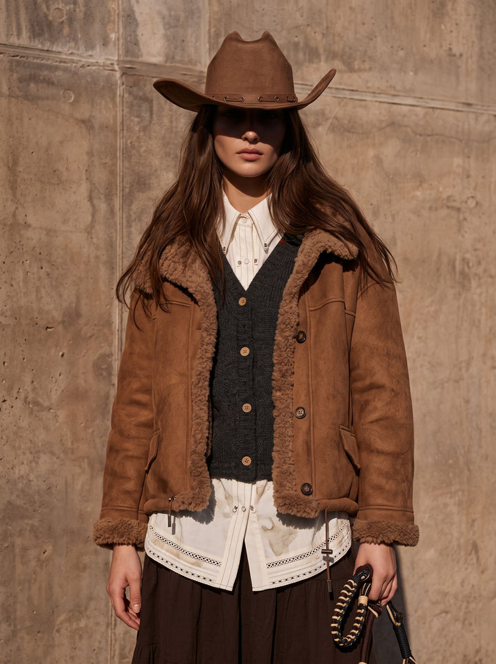 Cozy Faux Suede Sherpa Jacket