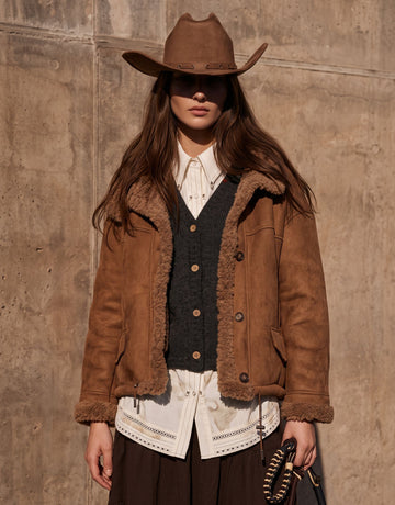 Cozy Faux Suede Sherpa Jacket