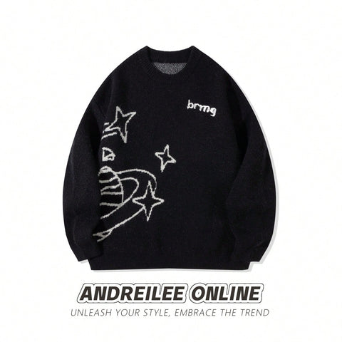 Oversized Graphic Planet Knit Sweater