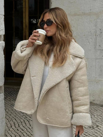 Cozy Faux Suede Sherpa Coat