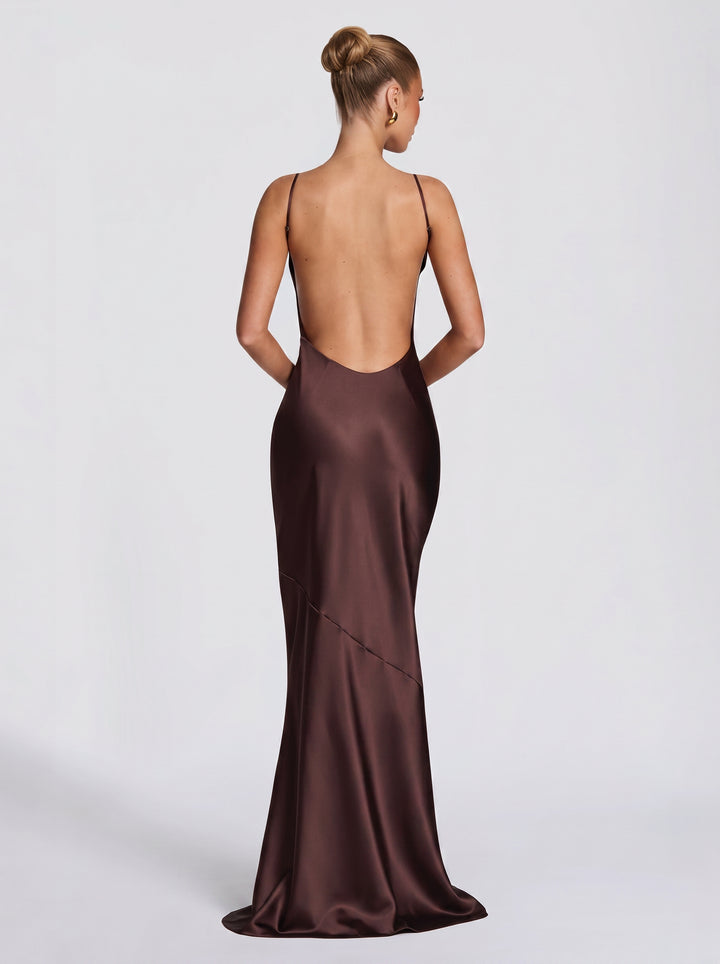 Satin Cowl Neck Maxi Dress