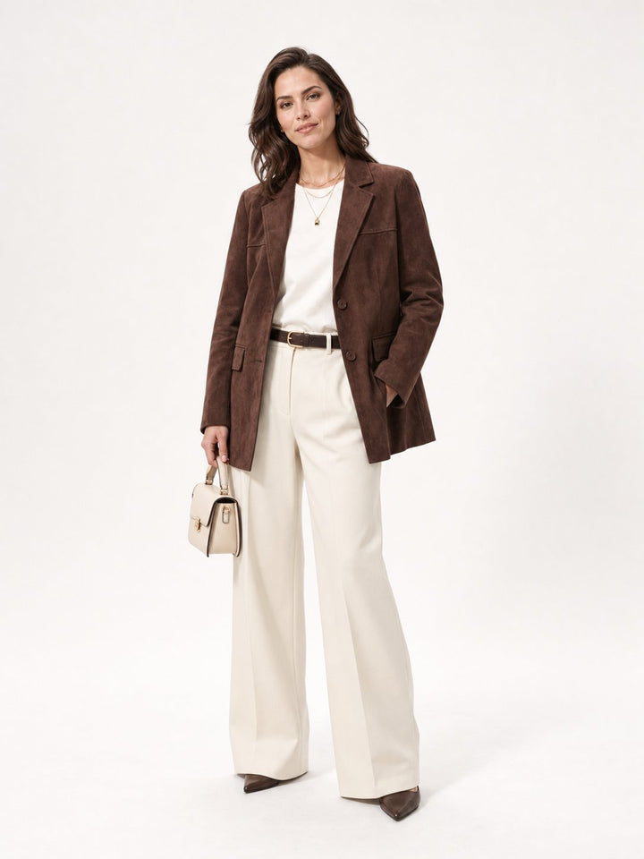 Classic Suede Button Up Blazer