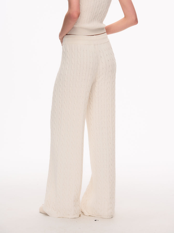 Cozy Cable Knit Wide Leg Pants