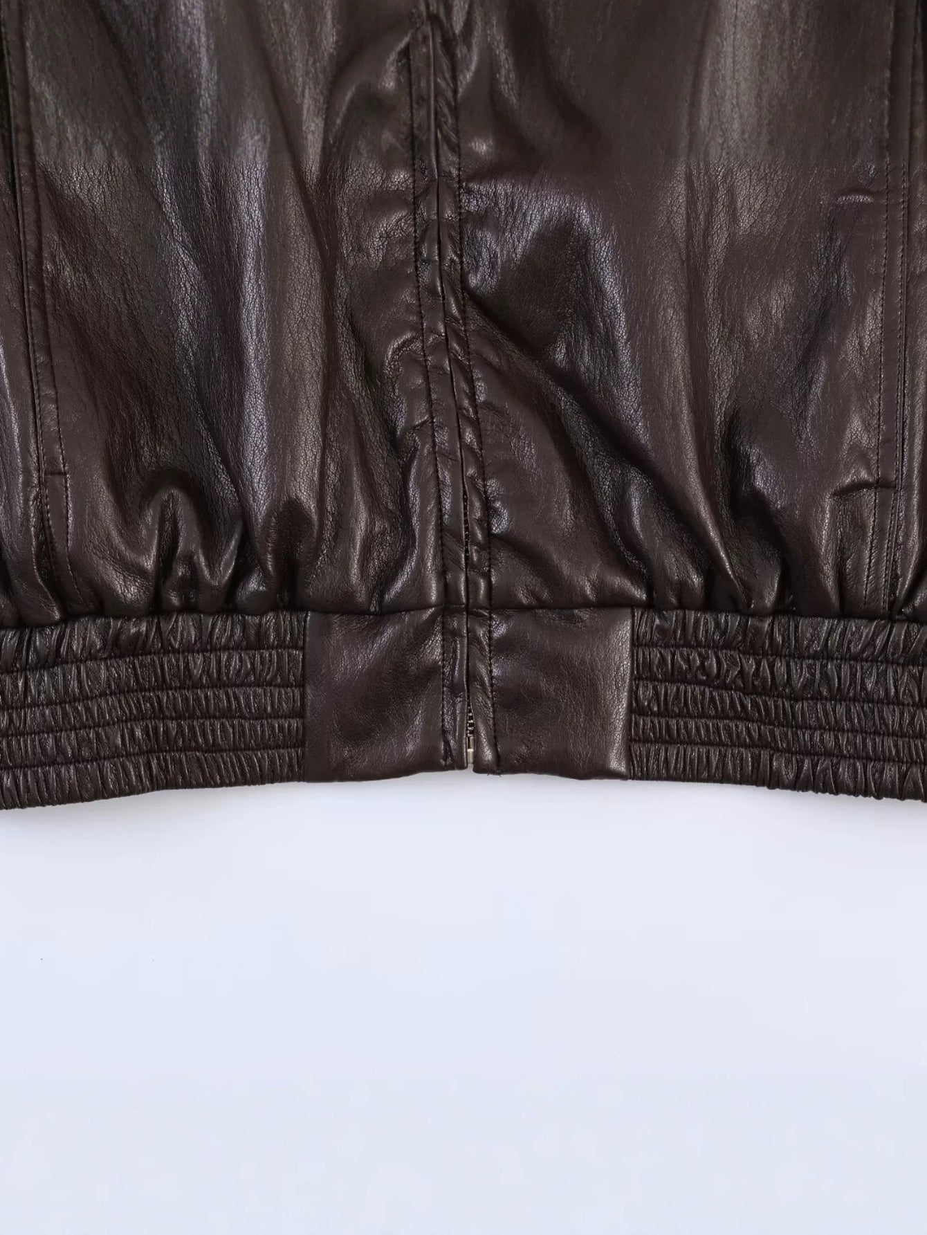 Oversized Faux Leather Bomber Jacket