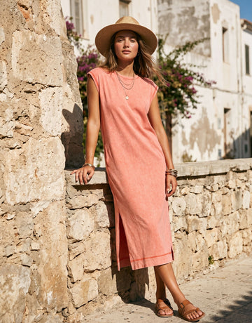Casual Vintage Wash Midi Dress