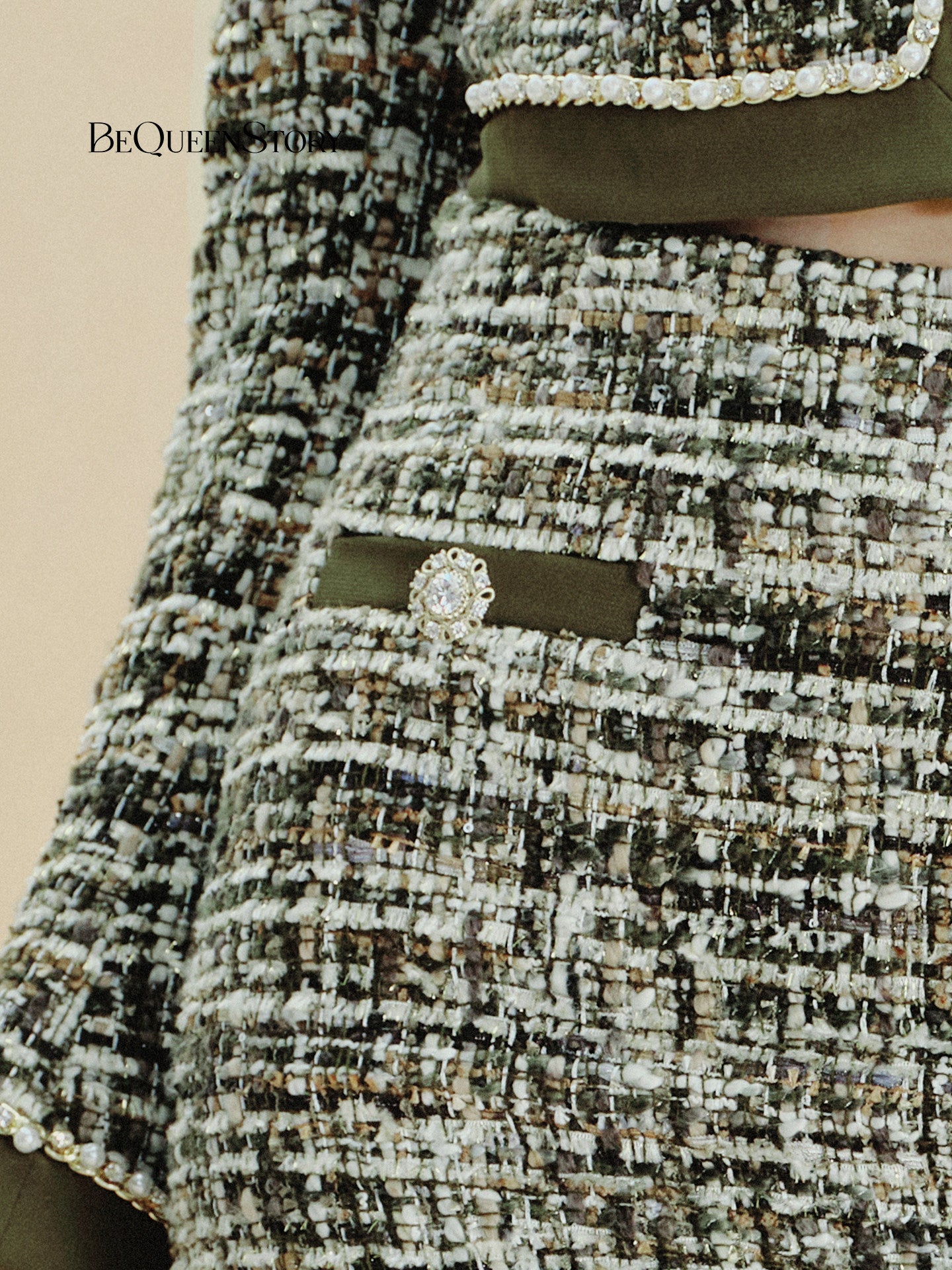 Embellished Tweed High Waisted Mini Skirt