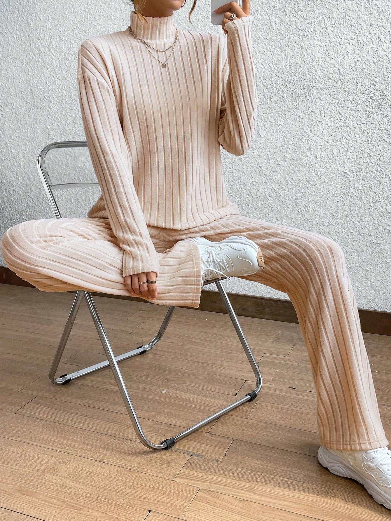 Cozy Ribbed Mock Neck Pants Set