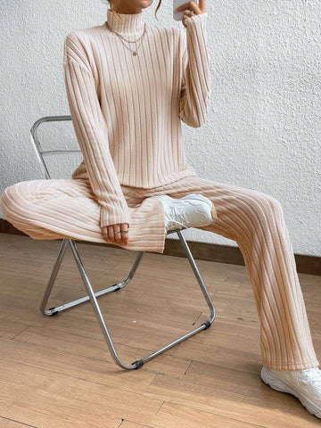 Cozy Ribbed Mock Neck Pants Set