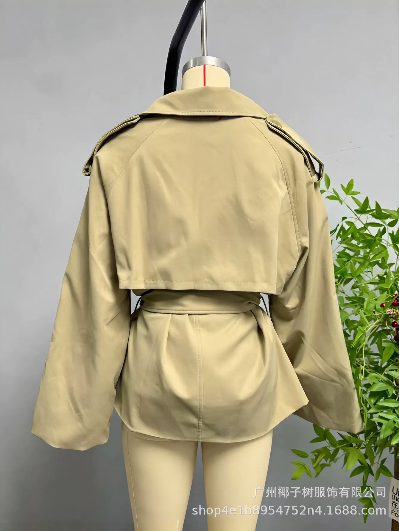 Oversized Belted Cropped Trench Coat