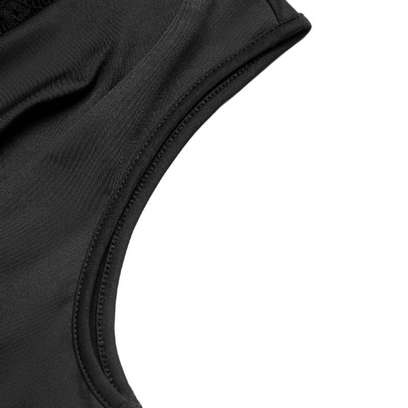 Cowl Neck Lace-Inset Sleeveless Elegant Bodysuit
