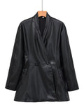 Tailored Faux Leather Blazer Jacket