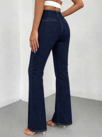 High Waisted Seamed Flare Jeans