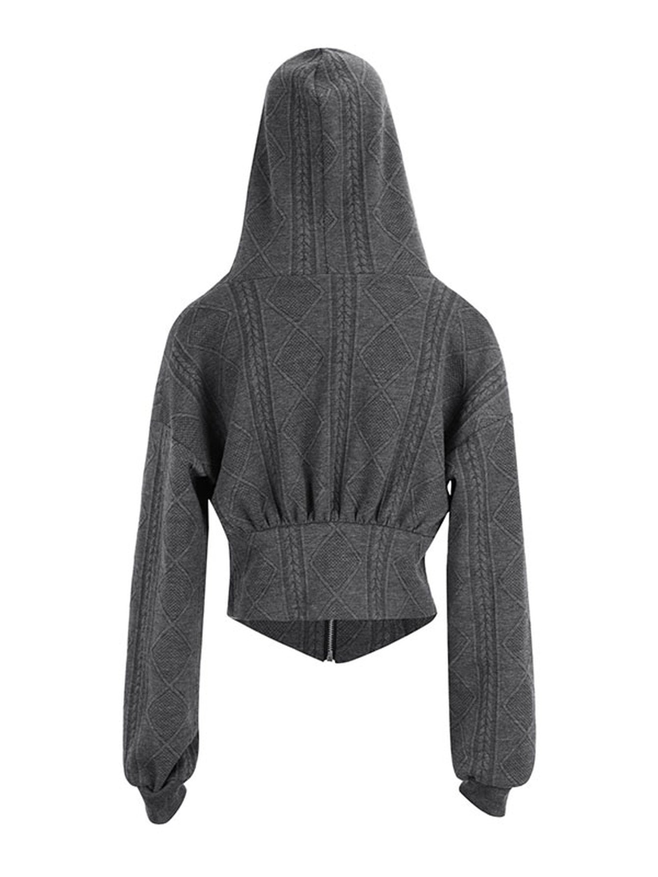 Textured Corset Zip Up Hoodie