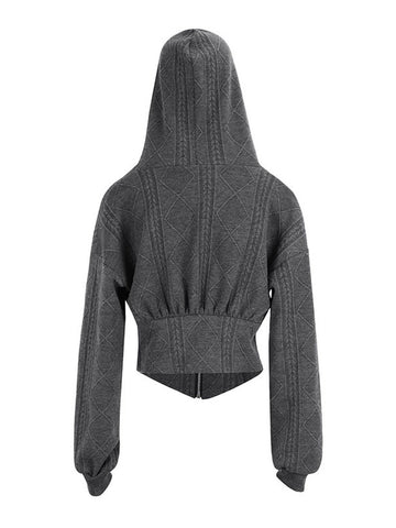 Textured Corset Zip Up Hoodie