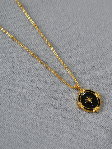 Dainty Gold Enamel Starburst Necklace