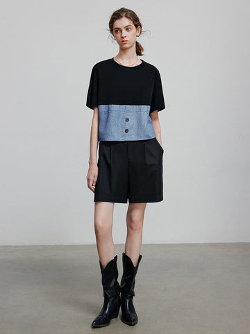 High Waisted Pleated Front Tailored Shorts