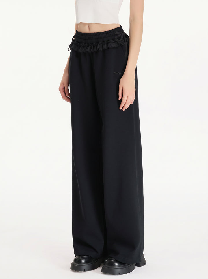 Cozy Bow Detail Wide Leg Pants