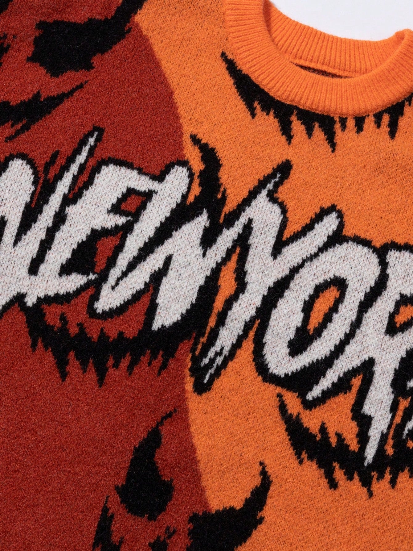 Distressed Graphic Oversized Knit Sweater