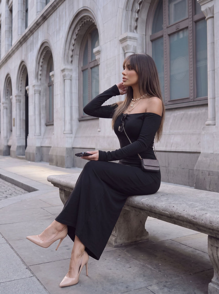 Elegant Off Shoulder Bodycon Maxi Dress