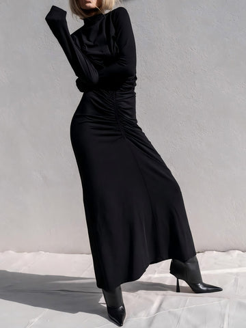 Sexy Ruched Crop Maxi Skirt Set