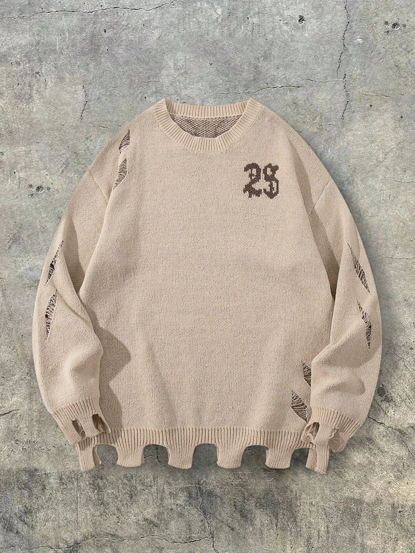 Oversized Grunge Cross Graphic Knit Sweater