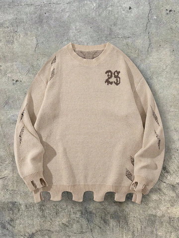 Oversized Grunge Cross Graphic Knit Sweater