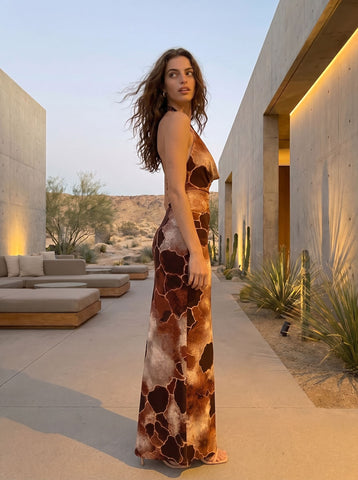 Manchester Sui's Giraffe Print Midi Dress