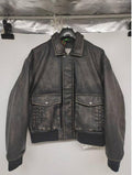 Distressed Oversized Vintage Leather Bomber Jacket
